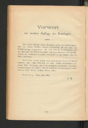 Vorwort zur zweiten Auflage des Kataloges.