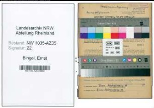 Entnazifizierung Ernst Bingel , geb. 17.10.1880 ()