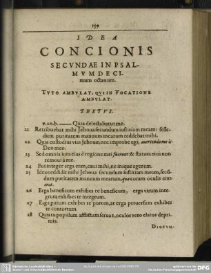 Idea Concionis Secundae In Psalmum Decimum octavum