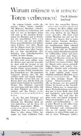 Warum müssen wir unsere Toten verbrennen?