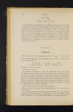 IX. Kapitel. Aldehyde.