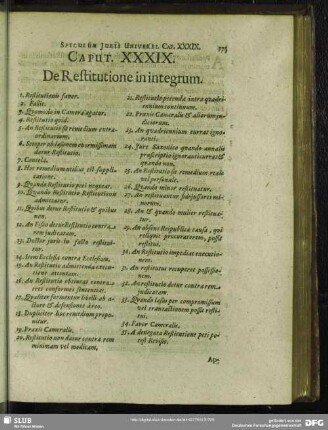 Caput. XXXIX. De Restitutione in integrum