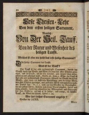 32-87, Siben Christen-Lehren von dem ersten Heil. Sacrament nemlich vom heiligen Tauff