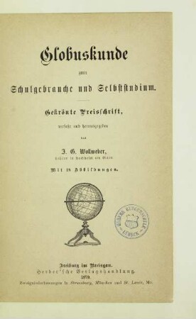 Globuskunde zum Schulgebrauche und Selbststudium : gekrönte Preisschrift