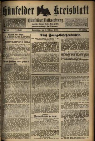 Erste Ausgabe vom Donnerstag, den 06. Februar 1930.