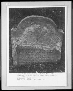 Grabstein der Ehefrau des Isaak Sekel Brillin