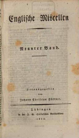 Englische Miscellen. 9. 1802