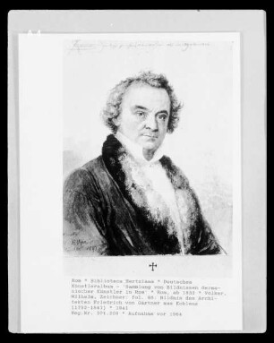 Deutsches Künstleralbum: Sammlung von Bildnissen Germanischer Künstler in Rom — fol. 88: Bildnis des Architekten Friedrich von Gärtner aus Koblenz (1792-1847)
