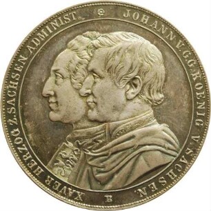 König Johann - 100 Jahre Bergakademie Freiberg (Medaille zu einem doppelten Vereinstaler)