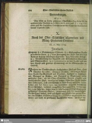 X. Receß des Ober-Sächsischen allgemeinen und Münz-Probation-Convents dd. 12. Maii 1608