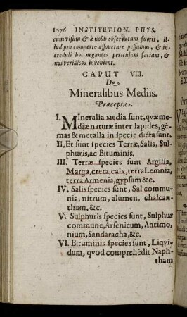 Caput VIII. De Mineralibus Mediis.