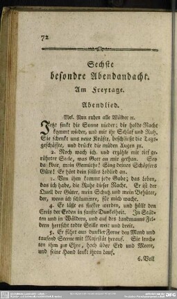 Sechste besondre Abendandacht