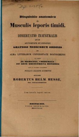Disquisitio anatomica de musculis leporis timidi
