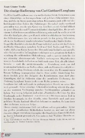 2: Die einzige Radierung von Carl Gotthard Langhans