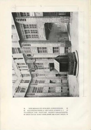 Vereinshaus des Berliner Lehrervereins. Alexanderstrasse 41 und Kurze Strasse 3-5. Teilansicht vom I. Haupthof. Geschäftshausfronten