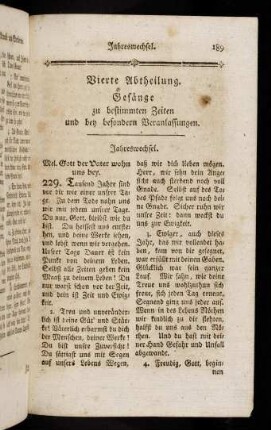 189-252, Vierte Abtheilung. Gesänge zu bestimmten Zeiten und bey besondern Veranlassungen.
