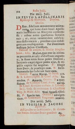 514-527, In Festo S. Apollinaris