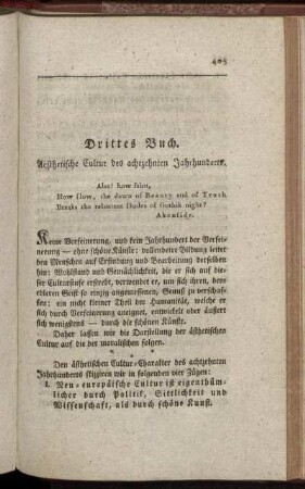 Drittes Buch. Aesthetische Cultur des achtzehnten Jahrhunderts