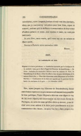 XCV. Le Landgrave au Roi (18 décembre 1608)