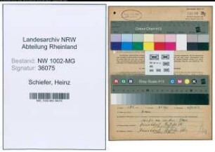 Entnazifizierung Heinz Schiefer , geb. 18.09.1921 (Barmann)