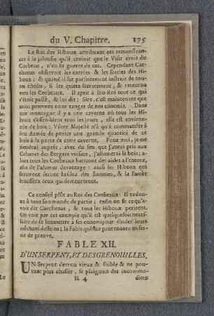 Fable XII. D'un serpent, et des grenouilles.