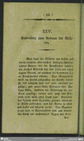 XXV. Anweisung zum Anbaue der Möhren