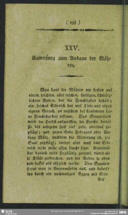 XXV. Anweisung zum Anbaue der Möhren