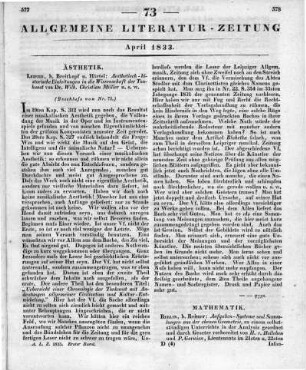 Müller, W. C.: Aesthetisch-historische Einleitungen in die Wissenschaft der Tonkunst. Leipzig: Breitkopf & Härtel 1830 (Beschluss von Nr. 72)