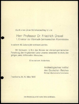 Anlage I. Traueranzeige Drexel