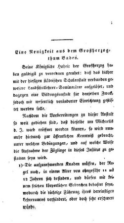 Eine Neuigkeit aus dem Großherzogthum Baden