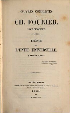 Oeuvres complètes de Charles Fourier. 5.4, Théorie de l'unité universelle, Teil 4