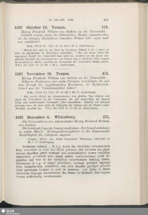 474. 1592, November 10. Torgau