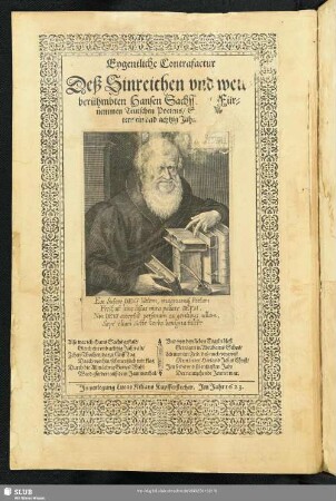 Eygentliche Contrafactur Deß Sinreichen ... Hansen Sachss... In Verlegung Luca Kilians Kupfferstecher. Im Jahr 1623