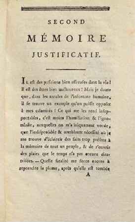 Seconde Mémoire Justificatif De La Comtesse De Valois De La Motte, [1]