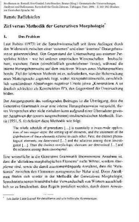 Ziel versus Methodik der Generativen Morphologie