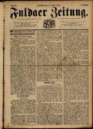 Ausgabe vom Samstag, den 12. April 1890.