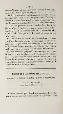 Méthode de l'élimination des intervalles.