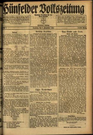 Ausgabe vom Samstag, den 04. Dezember 1920.