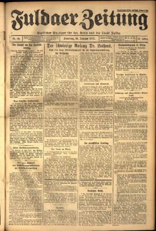Erste Ausgabe vom Sonntag, den 18. Januar 1925.