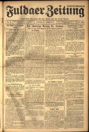 Erste Ausgabe vom Sonntag, den 18. Januar 1925.