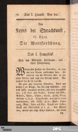 Des Kerns der Sprachkunst, II. Theil. Die Wortforschung