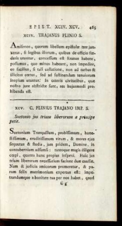 XCV. C. Plinius Trajano Imp. S.