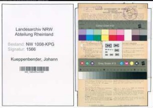 Entnazifizierung Johann Kueppenbender , geb. 13.03.1885 (Betriebswart)