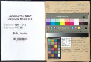 Entnazifizierung Walter Bals , geb. 26.10.1921 (Schulhelfer)