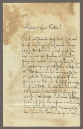 Brief von Ferdinand von Harrach an Georg Kolbe