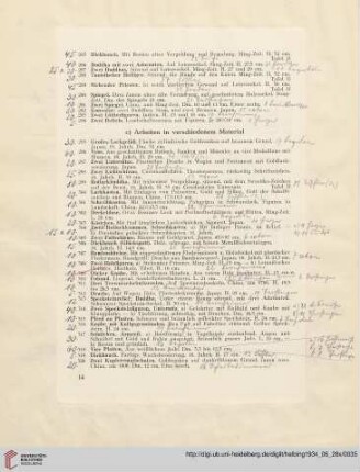 c) Arbeiten in verschiedenem Material (Nr. 295-329)