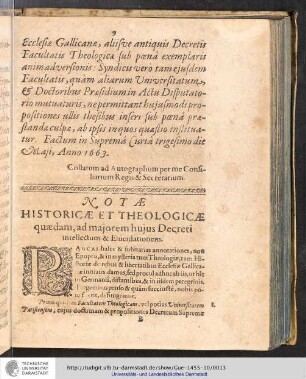 Notæ Historicæ Theologicæ