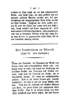 ¬Der¬ Leuchtthurm zu Pharos : (Tafel XX, Das Titelkupfer)