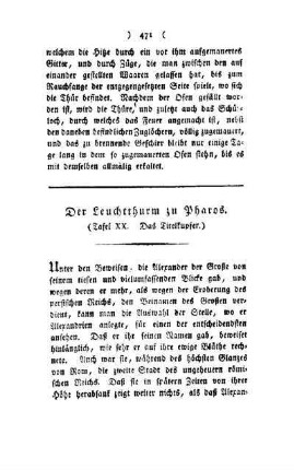 ¬Der¬ Leuchtthurm zu Pharos : (Tafel XX, Das Titelkupfer)
