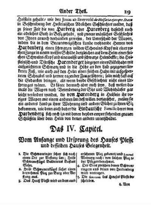 Das IV. Capitel. Vom Anfange und Ursprung des Hauses Plesse und desselben Hauses Gelegenheit